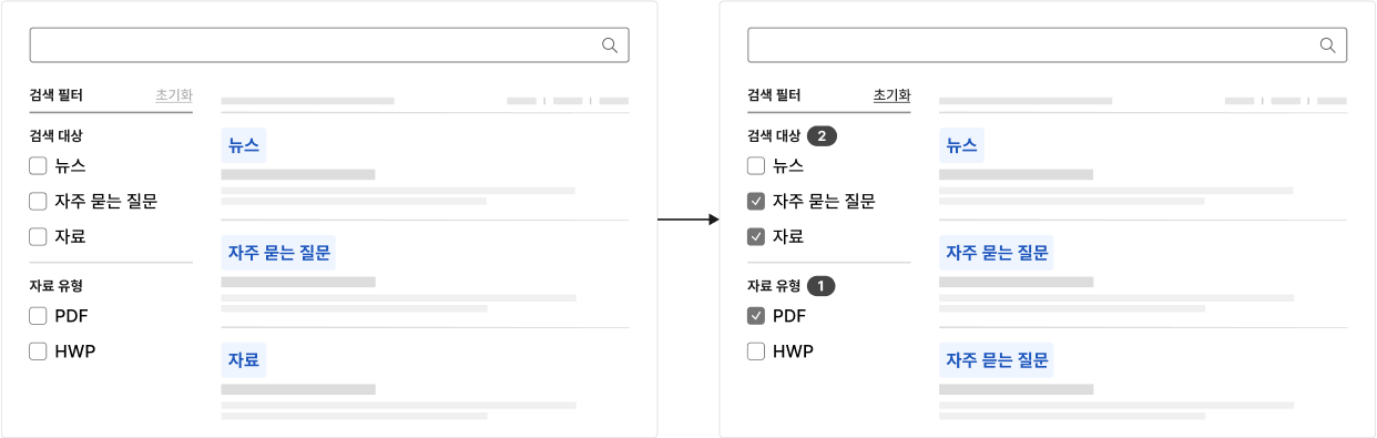 조건이 적용되었음을 확인할 수 있는 명확한 시각적 단서를 제공한다 모범 사례2 예시